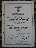 Комплект наградных документов на гренадера.Вермахт.